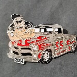 Vtg 2004 Elvis Hot Rod Little League Large Lapel Pin